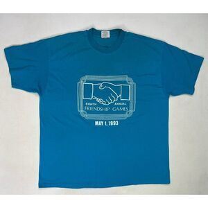 VINTAGE Friendship Games 1993 Graphic T-shirt Men XXL Blue USA 90s Single Stitch